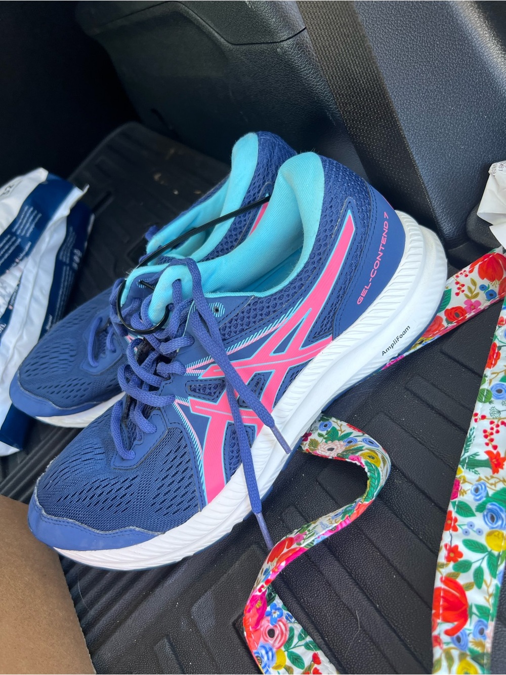ASICS Women's Navy and Pink Running Shoes - GEL-Contend - *Gel inserts missing*
